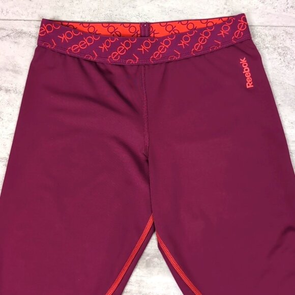 3/$20 Reebok Athletic Leggings Compression Workout Logo Contoured Gym Sporty - Picture 2 of 11